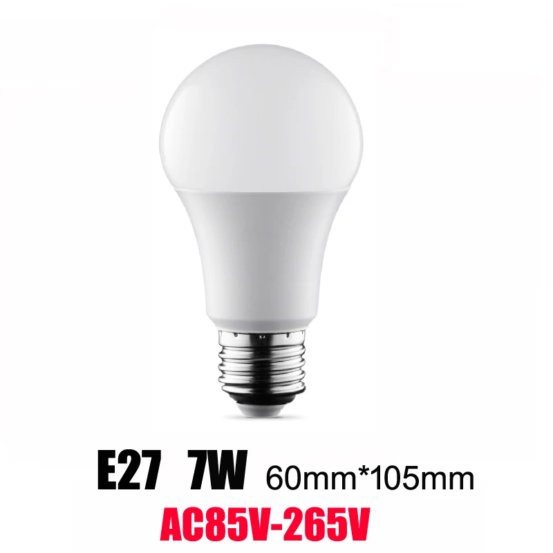 6 шт./лот светодиодный светильник E27 AC110V 220V светодиодный лампы светодиодный светильник лампы настоящая мощность 3 Вт, 5 Вт, 7 Вт, 9 Вт, 12 Вт, 15 Вт, холодный и теплый белый лампада светодиодный Bombillas - Испускаемый цвет: AC85V-265V 7W