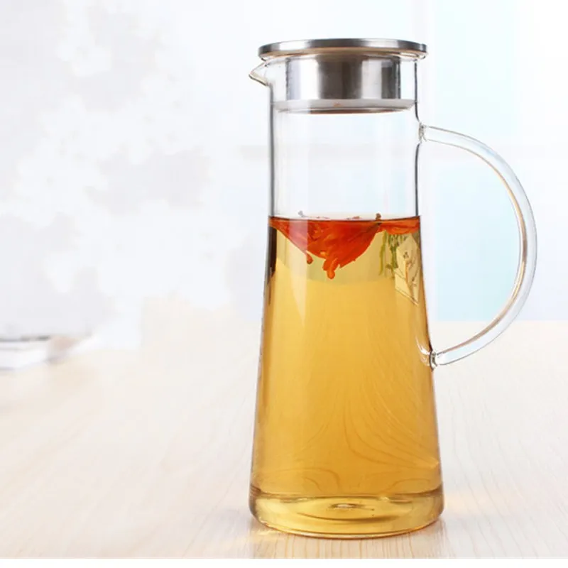 1800 мл стеклянный чайник двухсторонняя розетка кувшин для воды сито из нержавеющей стали сок цветочный чайник кувшин термостойкий прозрачный чайник