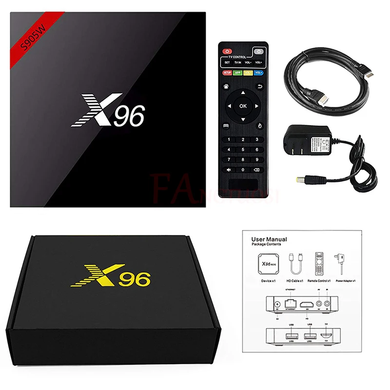 FANGTUOSI X96 X96W Smart tv box android 7.1 2GB 16GB Amlogic S905W Quad Core 4K 2.4GHz WiFi Media Player 1GB 8GB set-top box