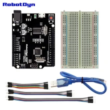 Минимальный набор Uno R3, совместимый с Arduino Uno R3 KIT projects, с макетной платой и проводами перемычки, usb-кабелем