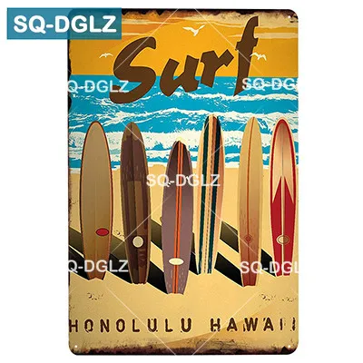 [SQ-DGLZ] Summer Hawaii Metal Tin Sign Aruba Plaque Paint Australia Wall Decor Beach Painting Plaques - Color: 1710