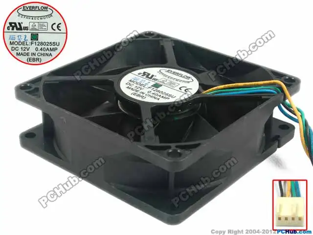 Вентилятор охлаждения сервера Everflow F128025SU постоянный ток 12 В 0 40 А 80x80x25 мм 4