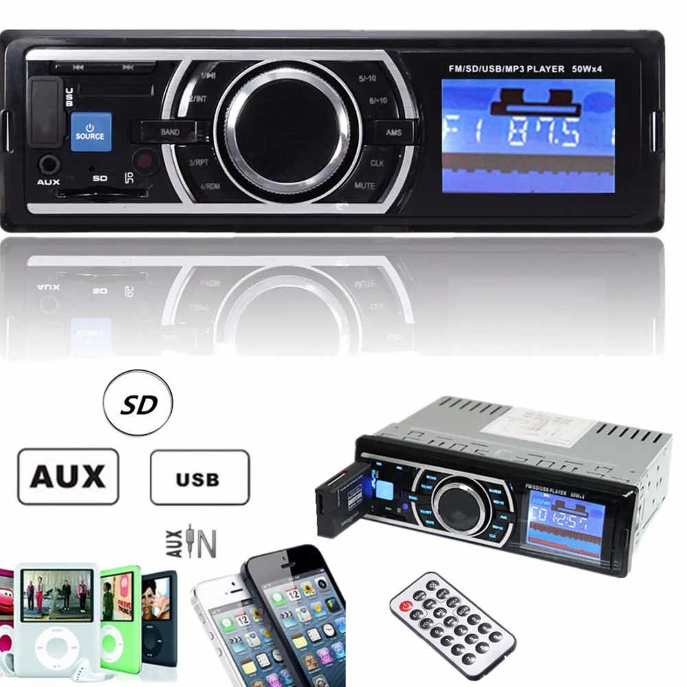 

50W x 4CH Auto Radio Car Stereo 12V Audio In-Dash Aux Input Receiver with SD USB MP3 FM Player