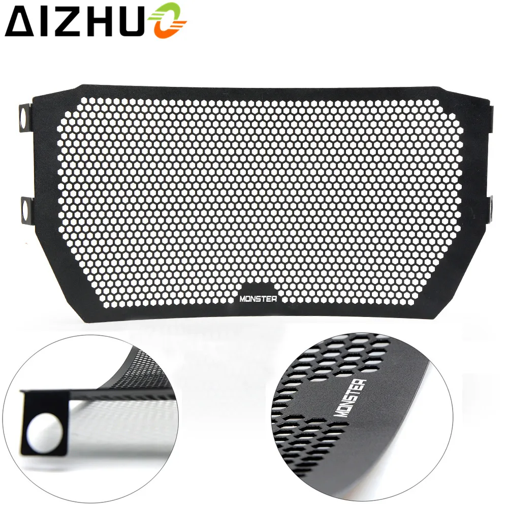 With Monster LOGO Motorcycle Radiator Grille Cover Stainless Steel Radiator Guard Protector For Ducati Monster 821 2014 -2016
