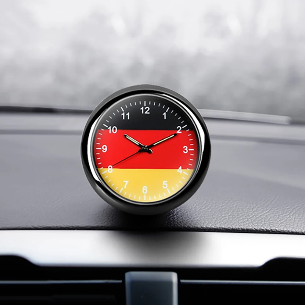 

Car Clock Ornaments German Flag Auto Digital Clock Clip Automobiles Dashboard Time Display Luminous Stick-on Watch Accessories
