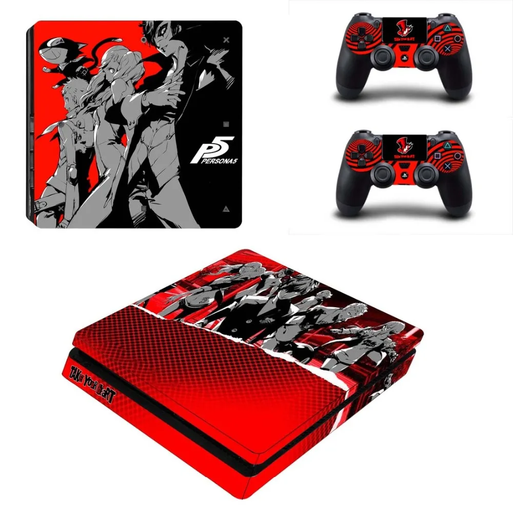 P5 PS4 тонкие наклейки Persona 5 PS 4 тонкий стикер кожи Vinilo наклейка крышка для Sony Playstation4 тонкая консоль и два контроллера