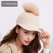 VISROVER шар с кроликом шапка зимняя женская шапка женский головной убор из плотной ткани