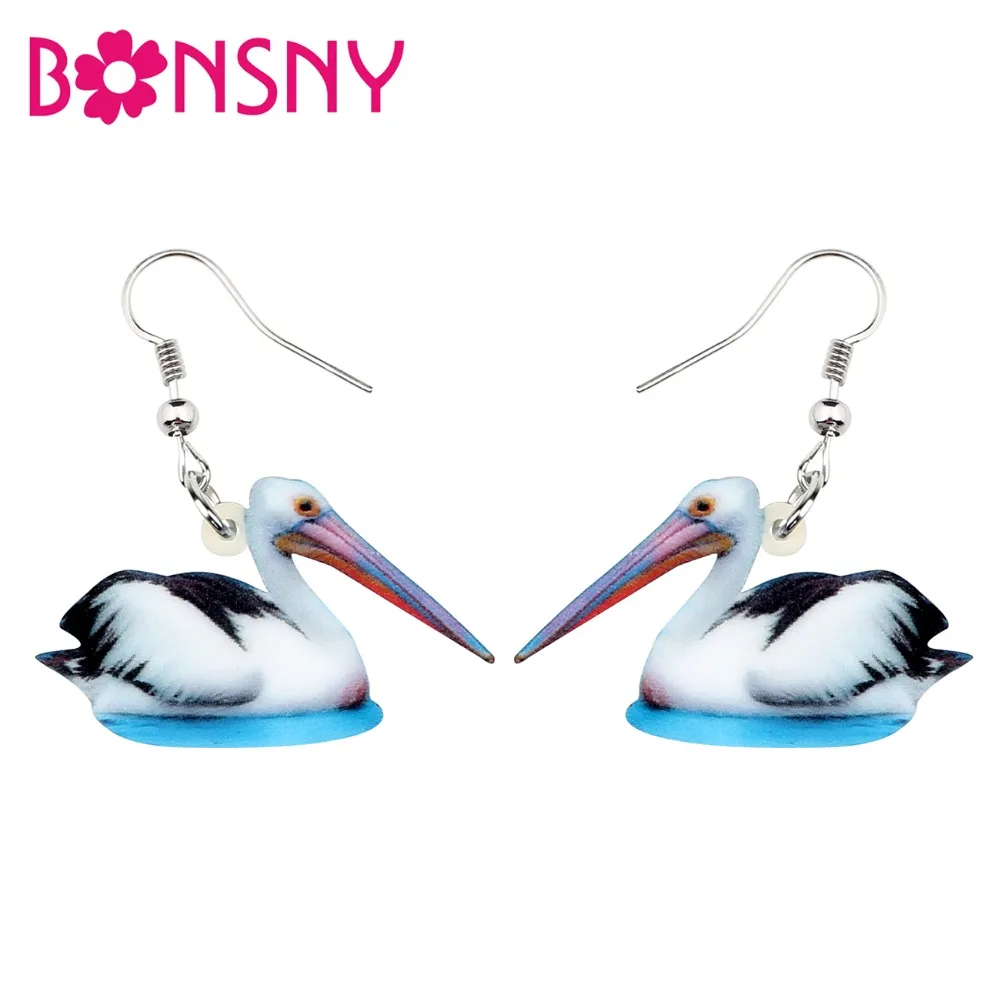 Bonsny Statement Acrylic Pelican Bird Earrings Dangle Drop Unique Animal Jewelry Gift For Women Girls Teen Charms Wholesale New | Украшения