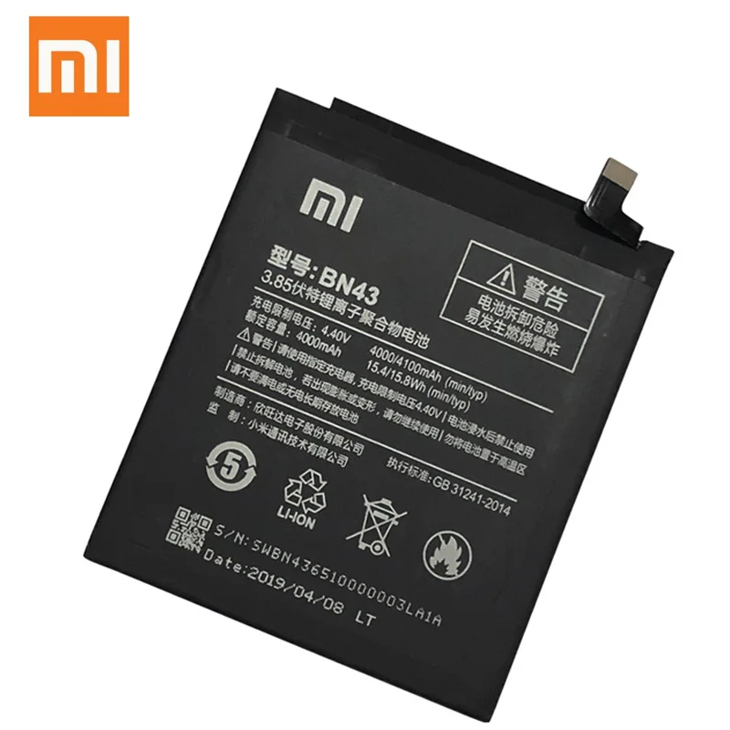 XiaoMi оригинальный запасной аккумулятор для Xiaomi Redmi Note 4X 4 X Емкость 4000/4100mAh BN43