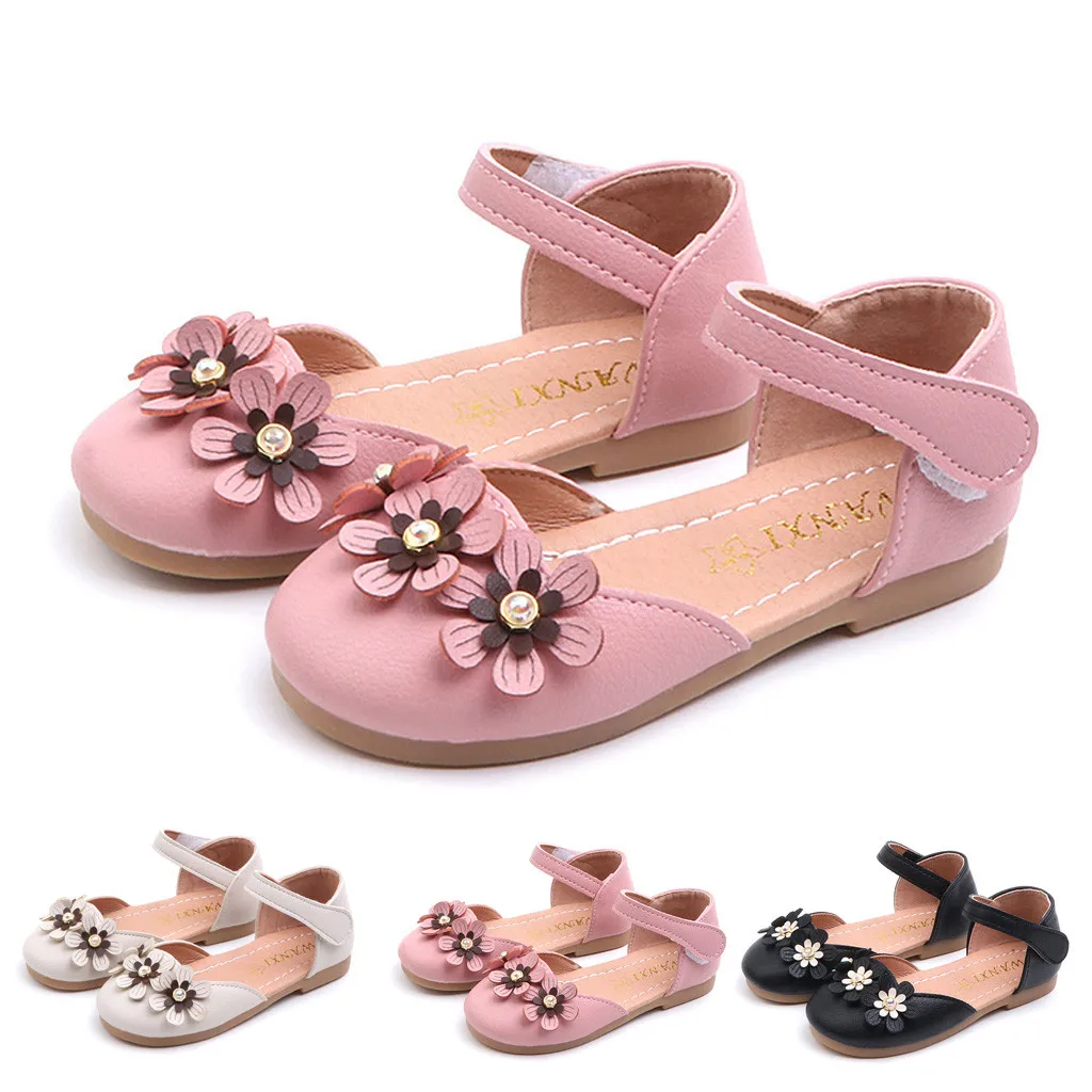 

MUQGEW Kids Sandals Toddler Baby Girls Sandals Flower Single Princess Leather Shoes Sandals Comfortable Casual Summer Shoes