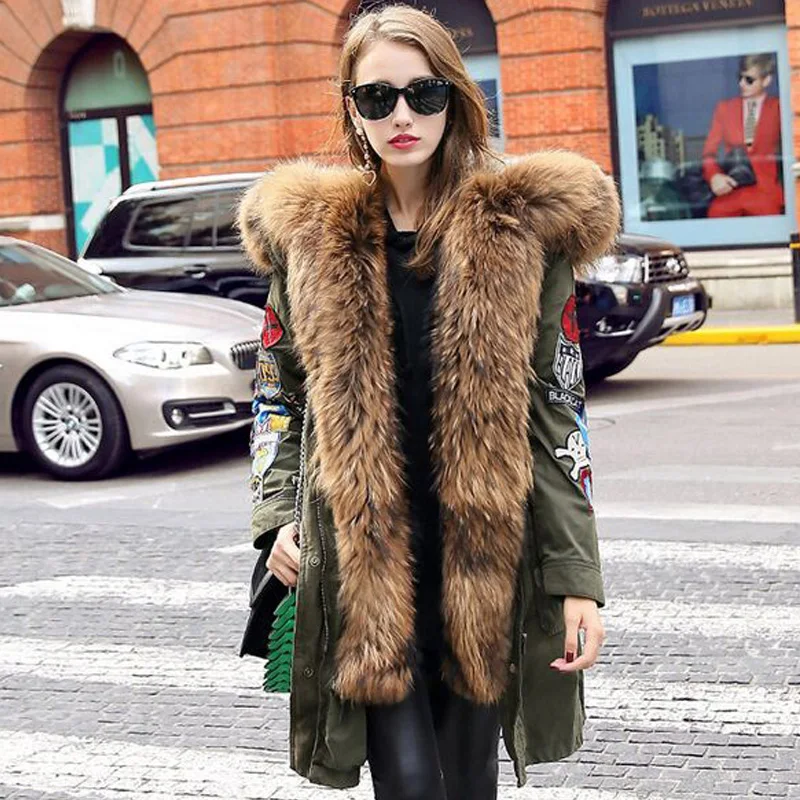 Куртка женская зимняя длинная из натурального меха енота|fur down|fur furfur natural |