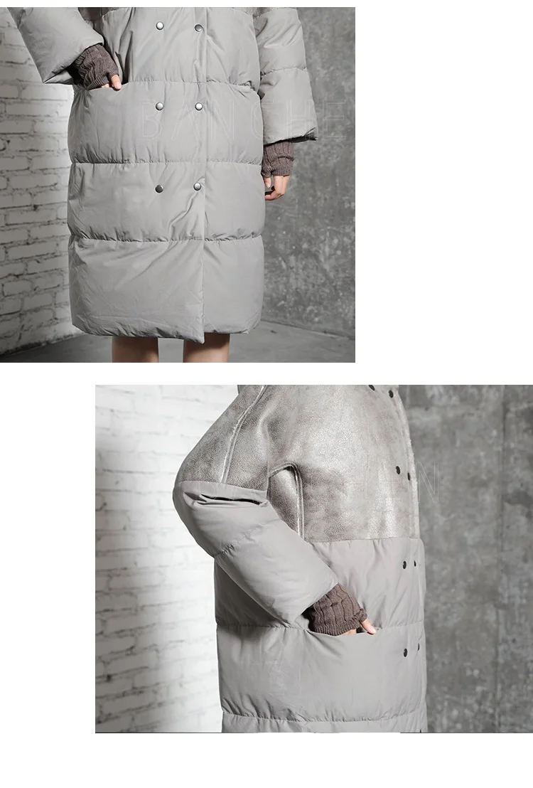 Линетт's Chinoiserie зима Дизайн Для женщин Свободные Прохладный Лоскутная толщиной 90% Белые куртки-пуховики Пальто для будущих мам верхняя одежда
