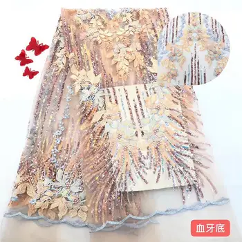 

African Lace Fabric 2019 High Quality Lace 3D Flower Lace Fabric Beautiful Applique Stones Lace For Nigerian Wedding Dress JX588