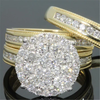 

2 Carats Diamond Ring Female 18k Gold Wedding Anillos Bague Etoile Bizuteria Ring for Women Men Gemstone white topaz jewelry box