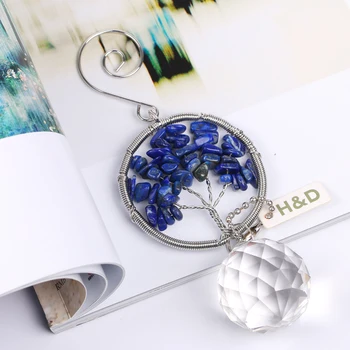 

30mm Clear Glass Crystal Prism Ball Blue Stone Handmade Pandent Metal Chandelier Part Hanging Pendants Suncatcher Wedding Decor