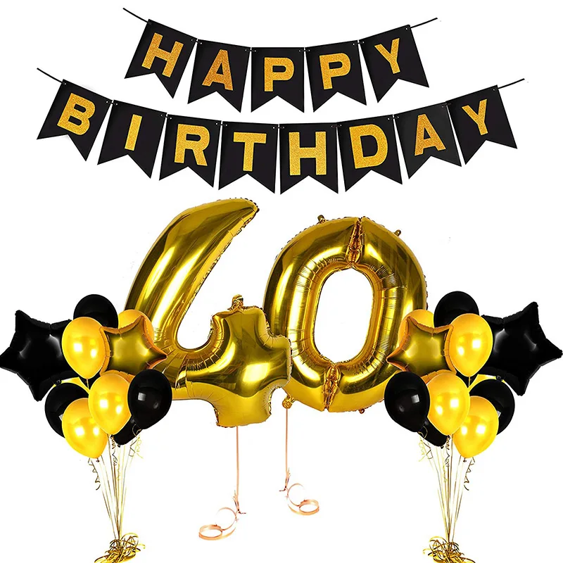 30th/40th/50th/60th/70th вечерние украшения на день рождения юбилейные торжества поставки Алюминиевый Комплект воздушных шаров - Цвет: 40