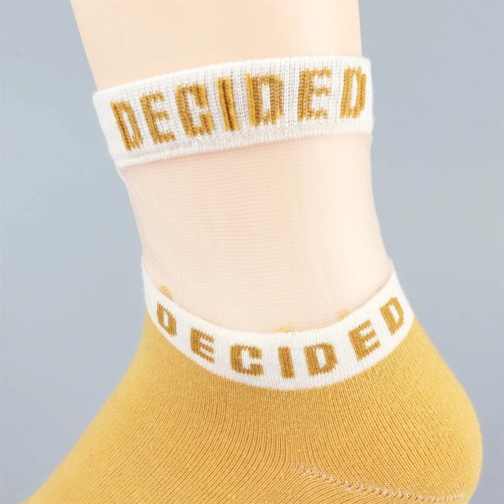 5 пар/уп. женские хлопковые шелковые короткие носки, модные яркие цветные кружевные повседневные Дышащие носки с буквами