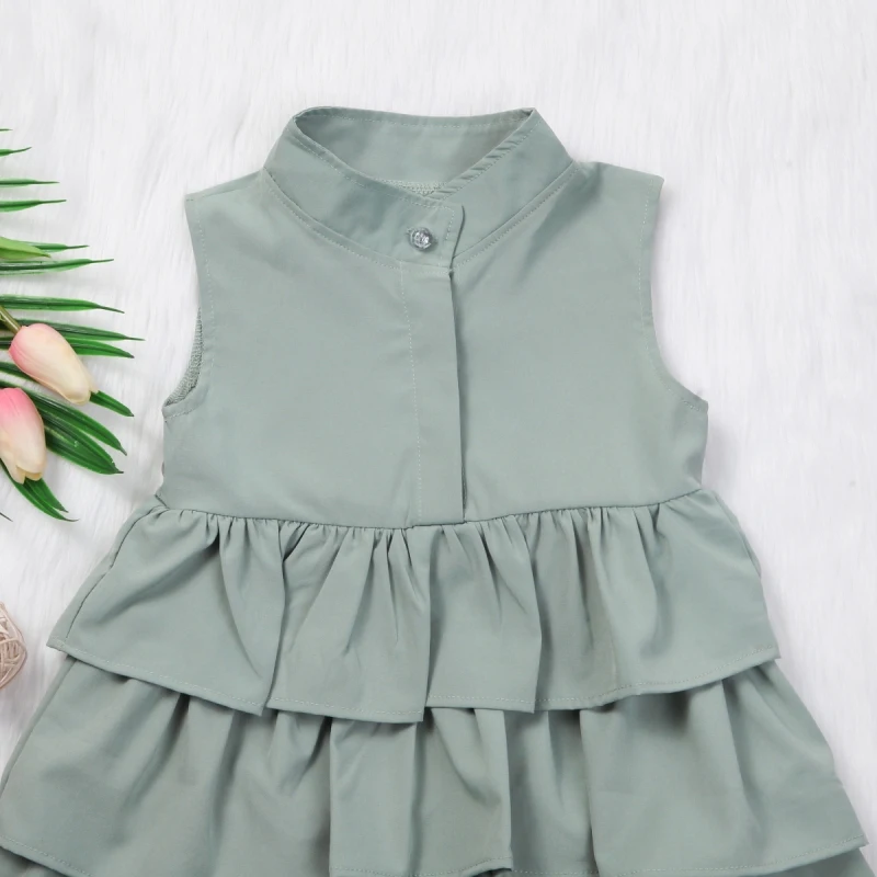 Нарядное Пышное Платье-пачка с рюшами для новорожденных и маленьких девочек одежда-баллон платье без рукавов с круглым вырезом черного и зеленого цвета