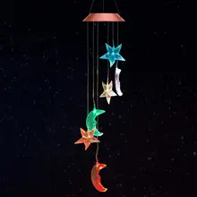 Солнечный светодиодный Цвет Изменение солнца Луна ветер светящиеся колокольчики Открытый водонепроницаемый подвесной светильник для сада декор двора