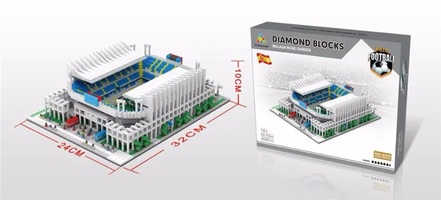 YZ 065 всемирно известный Реал Мадрид футбольный клуб поле стадион 3D модель мини алмазные строительные шарики блоки игрушки для детей без коробки