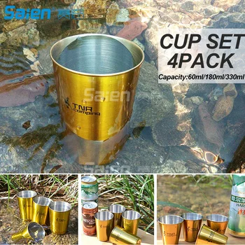 

Small Tumbler Cups Stainless Steel Double Wall - 6oz 180ml) - Set of 4 For BBQs, picnics, parties, camping,