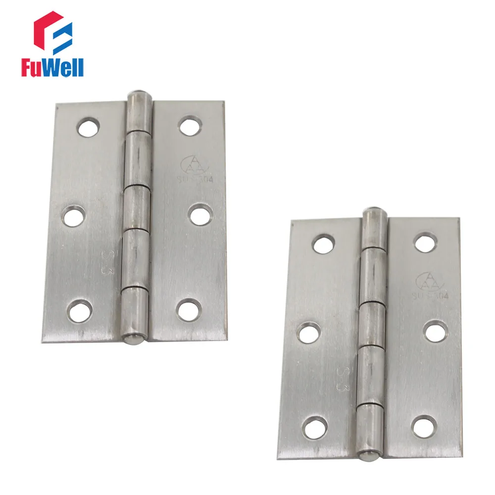 10pcs 3inch 304 Stainless Steel Door Butt Hinge Furniture Fixtures Corner Hinges