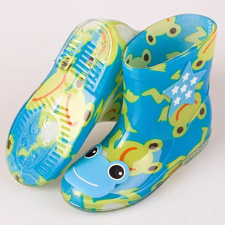 Детские резиновые сапоги ПВХ Резиновые Нескользящие водонепроницаемые сапоги милые животные резиновые сапоги с героями мультфильмов для девочек и мальчиков детская водонепроницаемая обувь - Цвет: Big frog