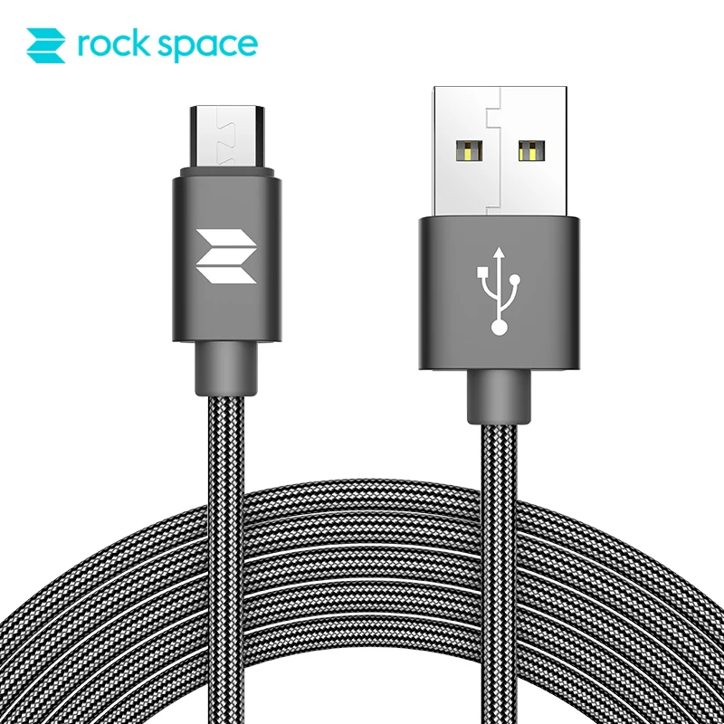 Rockspace 100 سنتيمتر مايكرو USB شحن سريع كابل الروبوت سلك Microusb شاحن كابل لسامسونج Xiaomi اللوحي الهاتف المحمول الكابلات