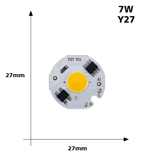 Настоящий Мощный светодиодный чип COB 3 Вт 5 Вт 7 Вт светодиодный чип лампы 20 Вт 30 Вт 50 Вт 220 в 240 В вход IP65 Smart IC для DIY светодиодный светильник-прожектор - Испускаемый цвет: Y27 7W