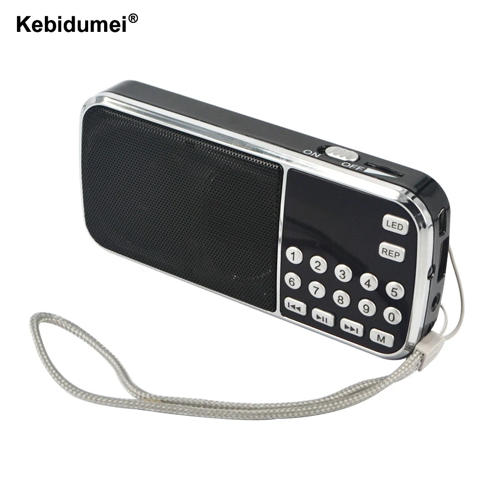 

Kebidumei Newest Portable HIFI Mini FM Raido Speaker MP3 Music Player Amplifier for Micro SD TF Card with LED Flashlight