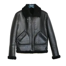 Высокое качество супер теплая Натуральная овечья кожа меховая куртка мужская B6 овчина бомбер Военная Меховая куртка