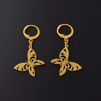 

Anniyo Butterfly Earrings for Women Girl Gold Color Stainless Steel Kiribati Marshall Micronesia PNG Jewelry Gifts #068321