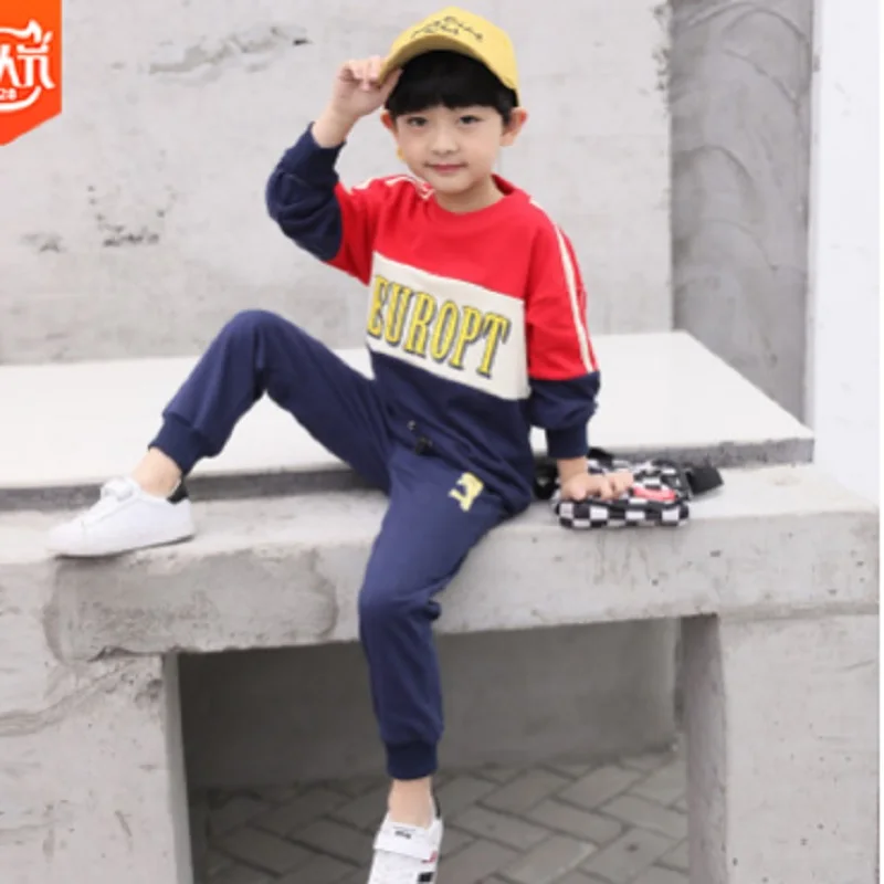 

Kids Clothes sports Sets Spring and Autumn2019 New Boys Clothing set Children's 2 Patchwork Colors Clothing Sets Size6-16 ly241