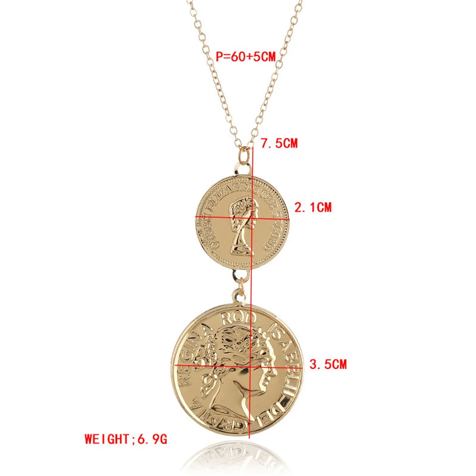 Charms Coins Statement Choker Trendy Multi Layered Chain Gold Silver Coins  Pendant Necklace women Jewelry collares (7)