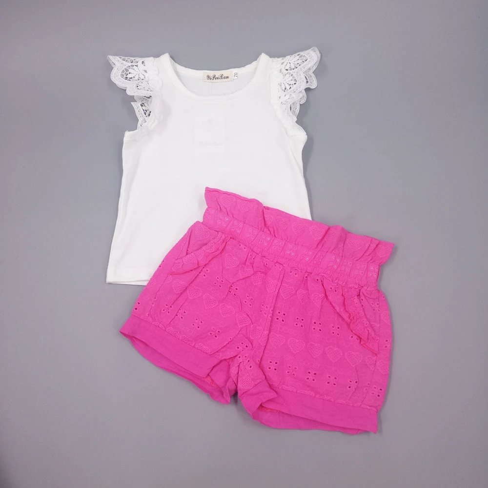 

Girls Sets 1-7T Baby Clothes Sets Summer Floral Shorts+Big Bow Tank Tops Children Clothing Set Kids Clothes 2 3 4 5 6 Years