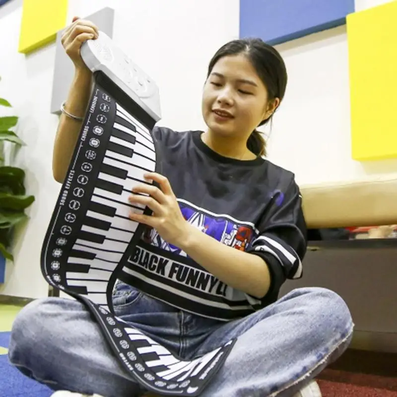  Portable Flexible Digital Keyboard Piano 37/49 Keys Flexible Silicone Electronic Roll Up Piano Chil