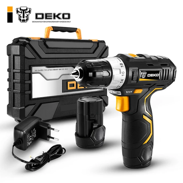 DEKO GCD12DU3 12 V макс электрическая Беспроводная электродрель-отвёртка мини Беспроводной Мощность драйвер постоянного тока литий-ионный Батарея 3/8-дюймов 2-Скорость