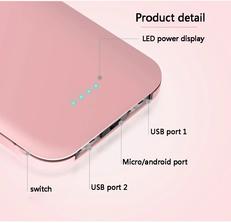 10 мм Ультратонкий внешний аккумулятор 10000 мАч портативный внешний Литий-полимерный аккумулятор для мобильного телефона - Цвет: pink