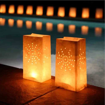 

50pcs Luminary Sunshine Paper Candle Tea Light Lantern Bags For BBQ Christmas Birthdays Weddings Party Decoration Supplies