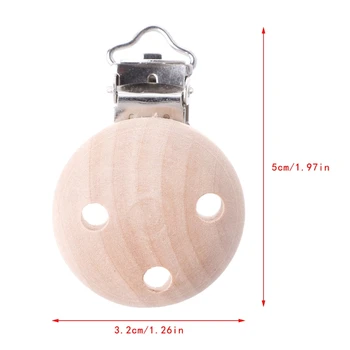 

Wooden Baby Round Pacifier Suspender Clips Soother Dummy Nipples Holder 3 Holes