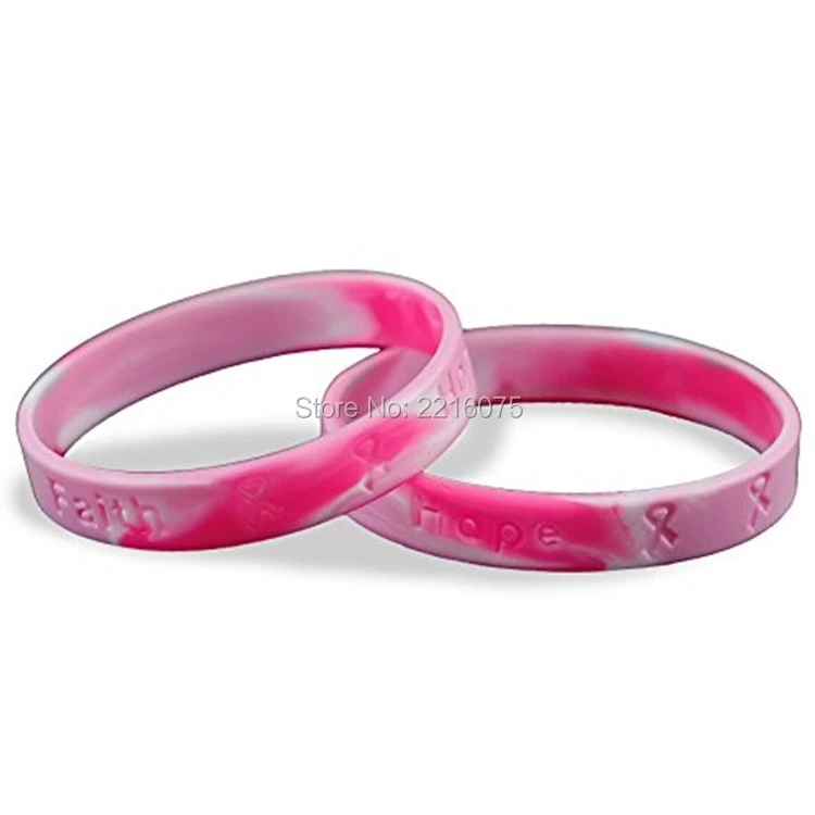 Pink Camouflage Awareness Silicone Bracelets