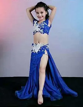 4 pieces set Детские костюмы для танца живота, Восточный живот, индийские танцевальные костюмы, одежда, бюстгальтер, ремень-кольцо, юбка, комплект одежды - Цвет: 4 pieces set