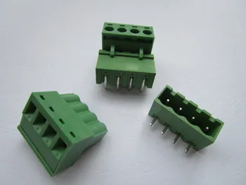 

120 Pcs Close Angle 4 pin/way Pitch 5.08mm Screw Terminal Block Connector Green Color Pluggable Type With Angle pin