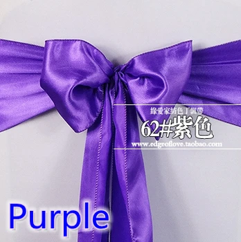 

Purple colour high quality satin sash chair bow for chair covers sash spandex party and wedding decoration wholesale