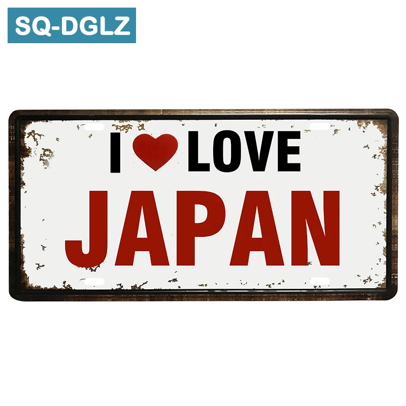 

[SQ-DGLZ]Exclusive I Love JAPAN License Plate Bar Wall Decor Tin Sign Vintage Metal Sign Home Decor Painting Plaques Poster