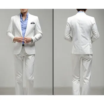 

New Sale Flat Skinny Cotton Smoking New Style Men's Clothing Slim Suit Wedding Suits Groom Tuxedos Men Custom (jacket+pants)