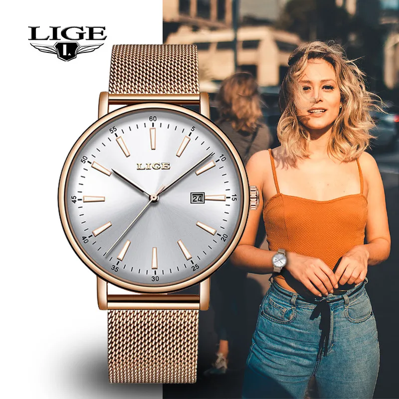 

LIGE Women's Watches Top Luxury Brand 2019 New Simple Casual Quartz Watch Women Fashion Waterproof Ladies Clock Relogio Feminino