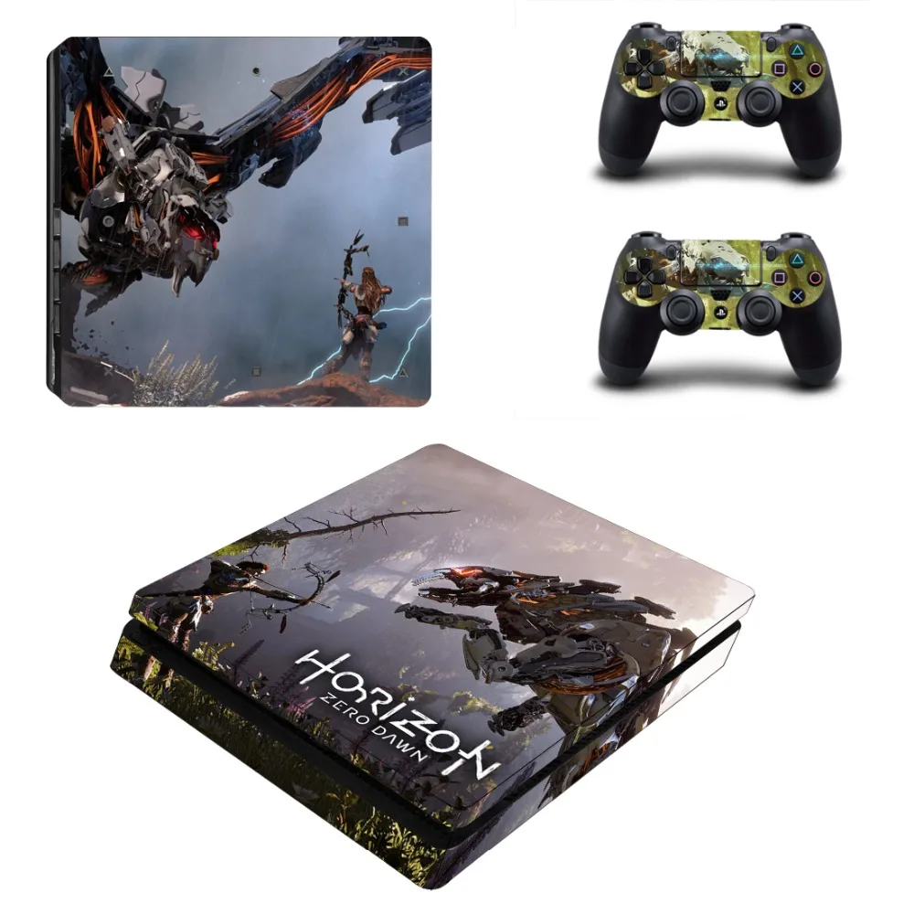 Виниловая наклейка Horizon Zero Dawn PS4 Slim Skin для консоли Sony Playstation 4 и 2 контроллера