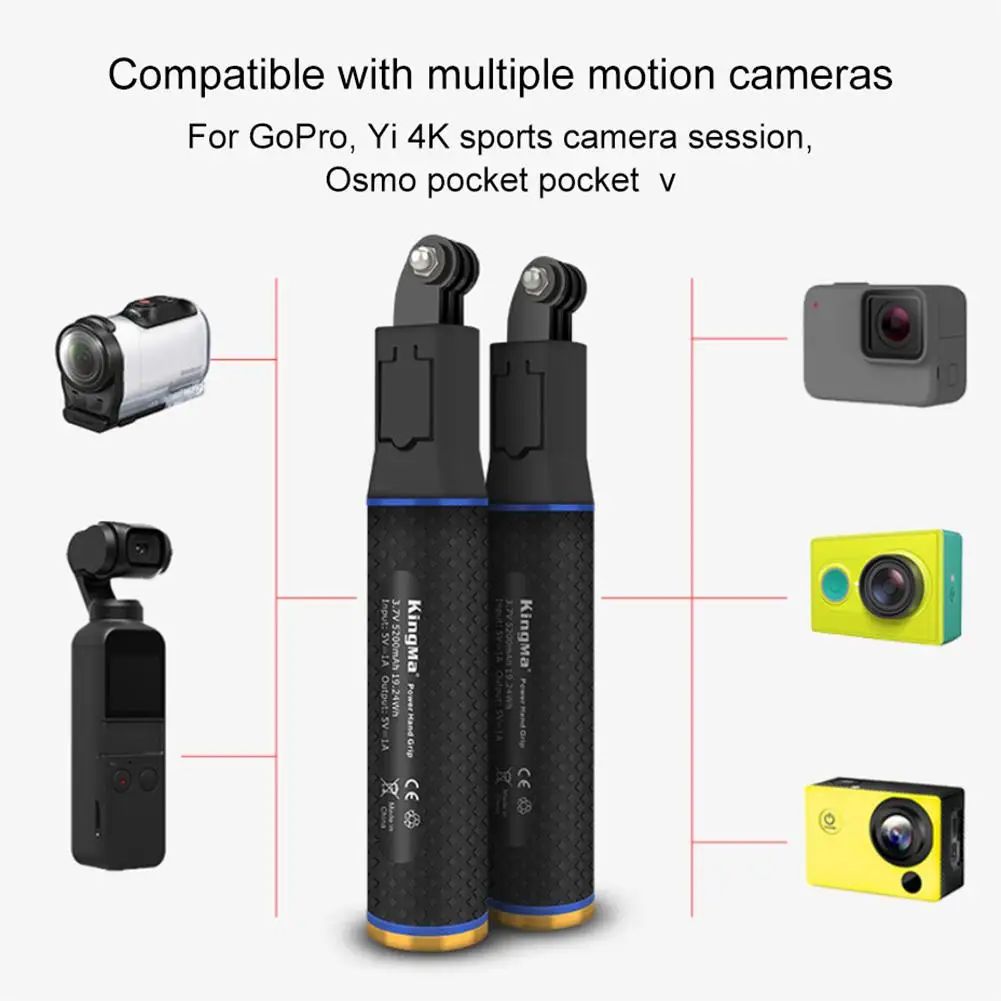 Батарея с автоспуском стержень 4K Мобильный банк питания для камер GoPro Hero 7 6 5 4 3 Yi #
