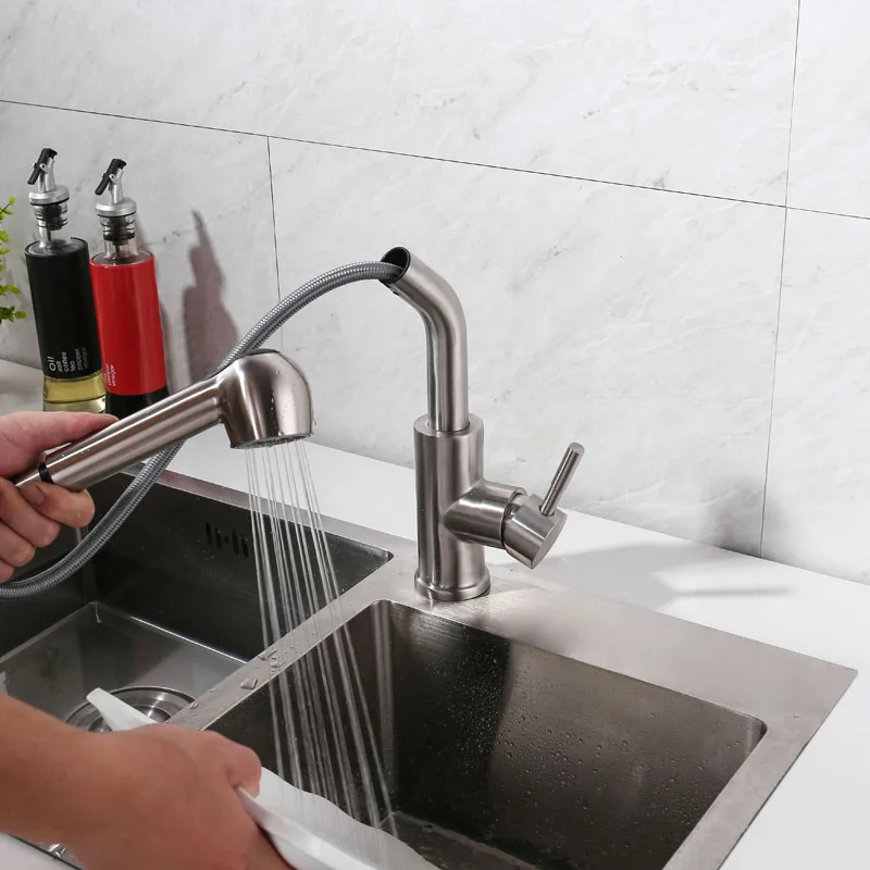 IVRICH Pull Out Spring Kitchen Faucet 2 Mode Handheld Drawable Sprayer kitchen tap Stainless SUS304 Sink kitchen mixer VR1802